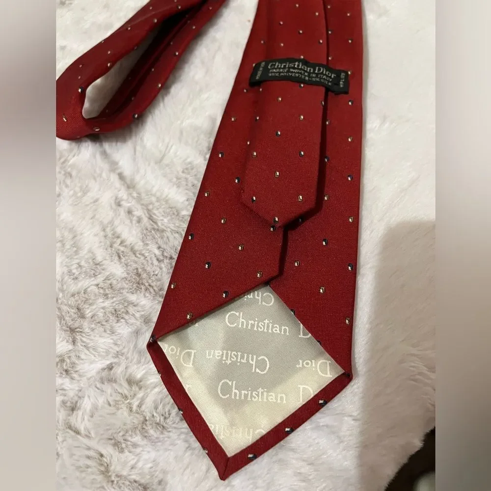 Christian Dior Monsieur Vintage Burgundy Designer Silk Blend Necktie